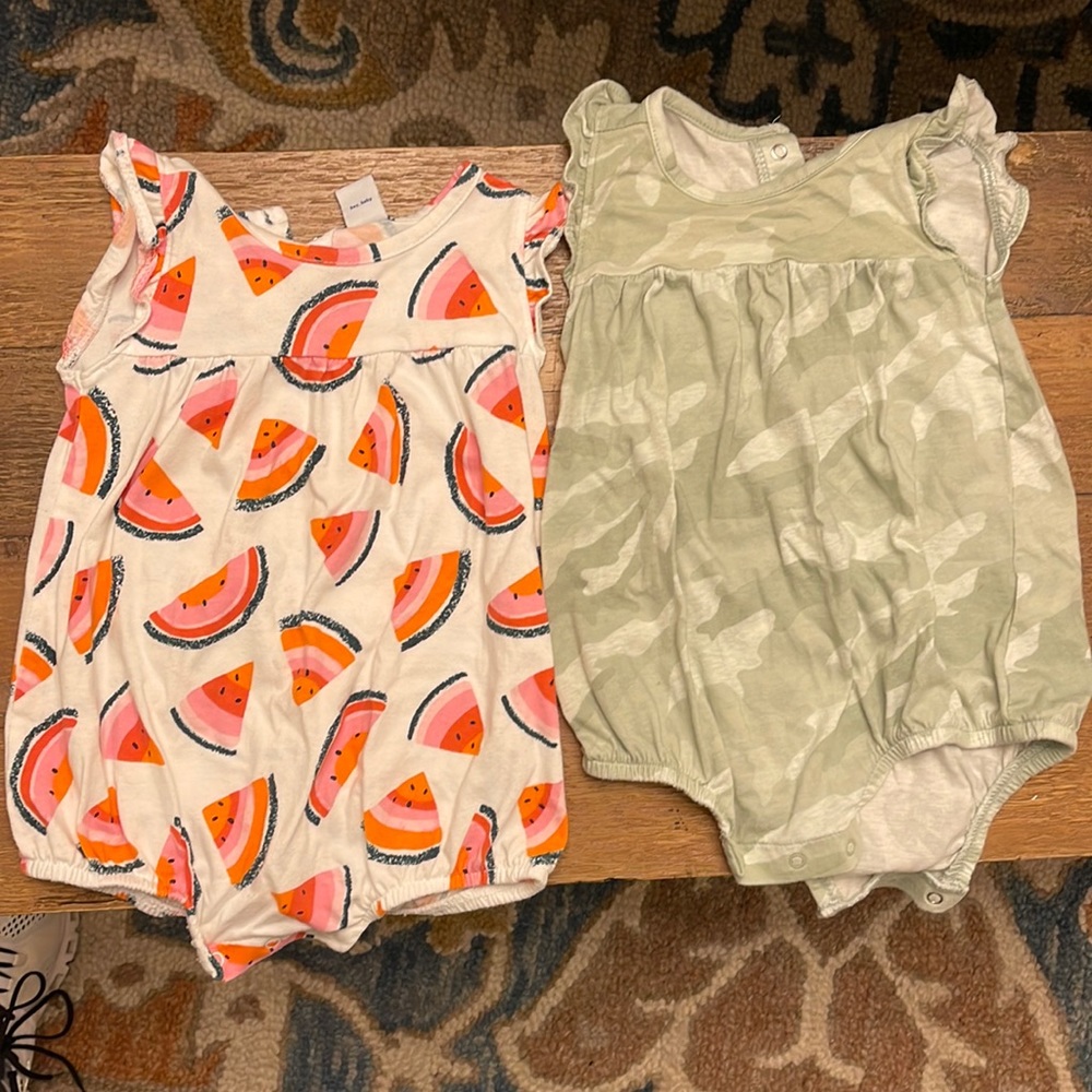 Two one piece baby girl outfits